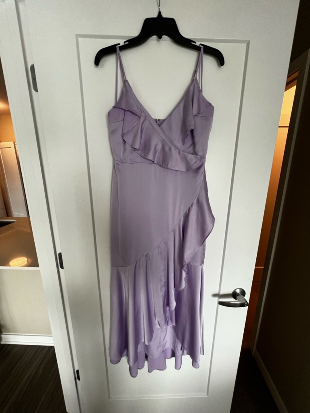 Express Lavender Ruffle High-Low Midi Dress - Picture 5 of 6